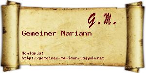 Gemeiner Mariann névjegykártya